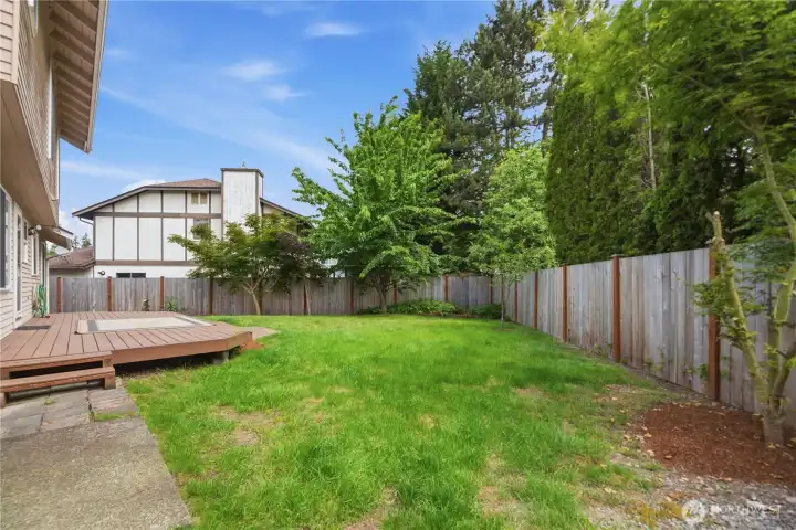 Large deck for lounging or grilling.