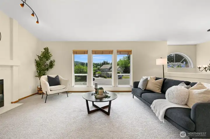 The living room feels private and your eyes are drawn to the view of the surrounding mountains. The living room feels private and your eyes are drawn to the view of the surrounding mountains.