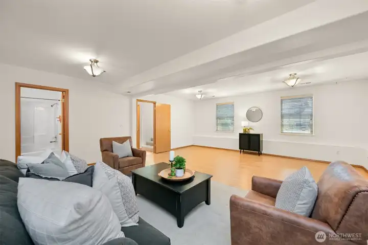 There is a full bathroom located right off the bonus room. There is a full bathroom located right off the bonus room.