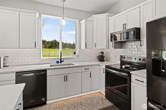 Plenty of counter and cabinet space.