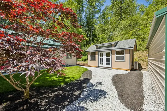 Outdoor office. Flexible area for music room, gym or whatever your heart desires.