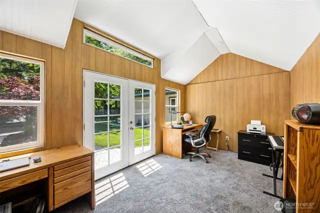 Outdoor office. Flexible area for music room, gym or whatever your heart desires.