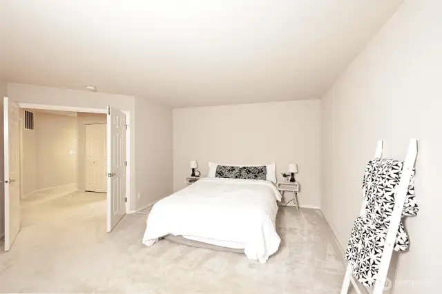 Primary suite on the second floor with double door.