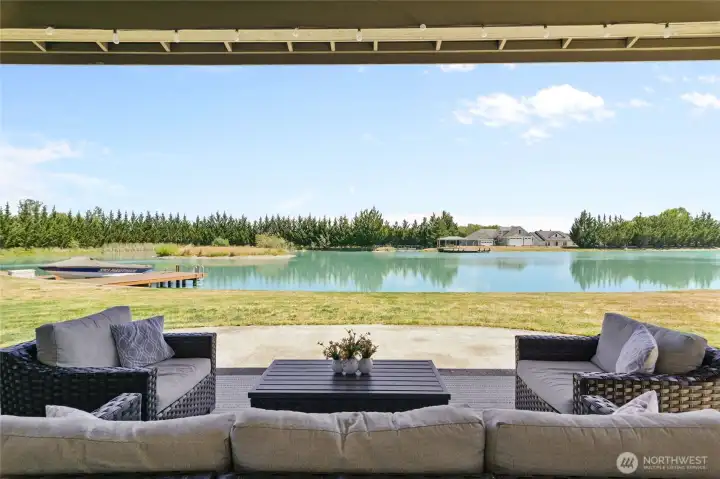 View from covered back patio