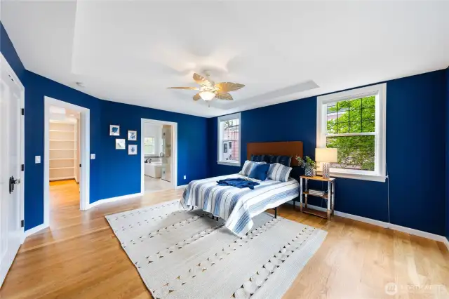 Primary suite with lots of space. Bathroom and libray/office doorways.