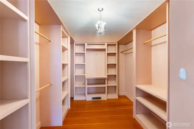 Very spacious primary closet.