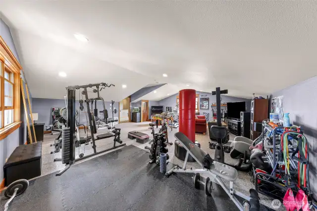 Check out the gym over the garage