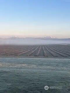 A Northern view over cultivated fields towards the Canadian Coastal Range