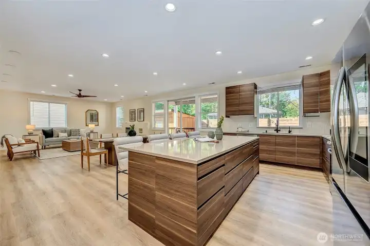 Open concept kitchen to family room