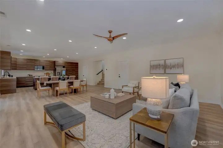 Family room with access to the garage
