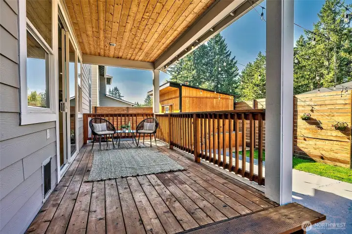 Back covered deck off the kitchen/family room