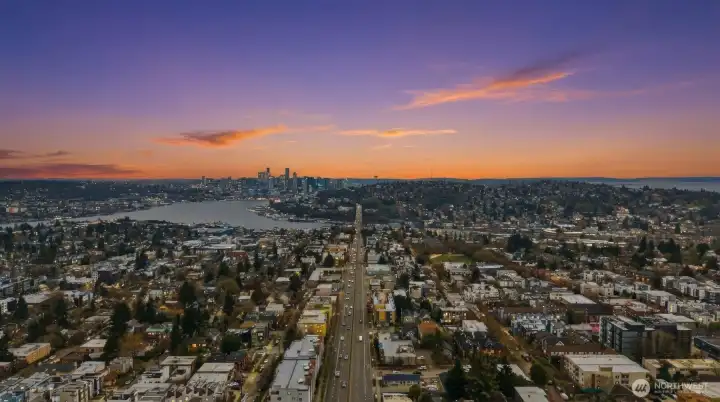 Mt Rainier will show itself on clear sunny days.
