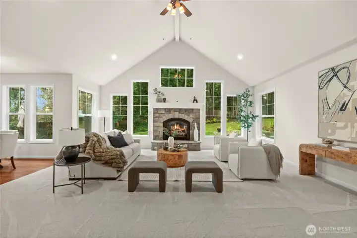 Flooded with natural lighting, this living room offers a balance of elegance and comfort.