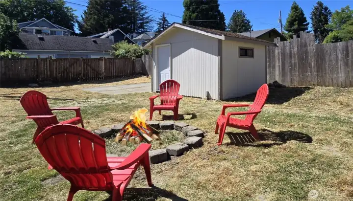 Versatile shed with power for hobbies, workshop or storage.