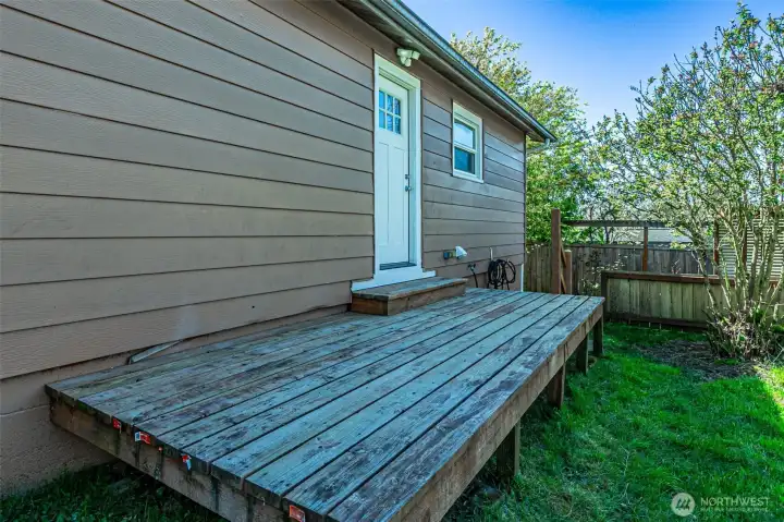 View of backyard deck
