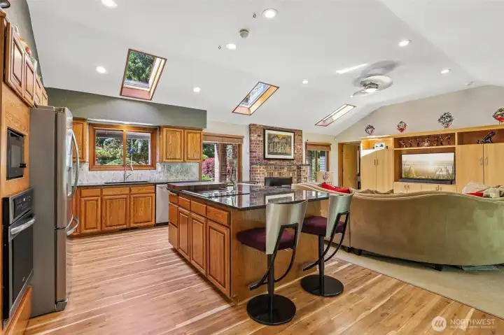 Kitchen with skylights