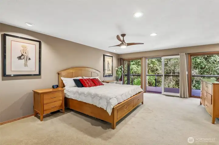 Primary bdrm w/ a view and deck access