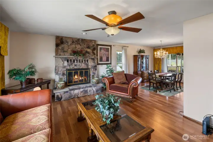 Living room open to formal dining
