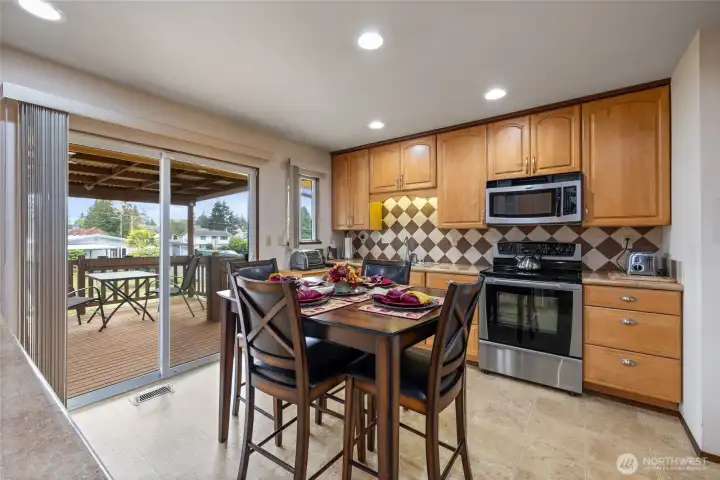 Sliding doors open to large patio ready for your next party.