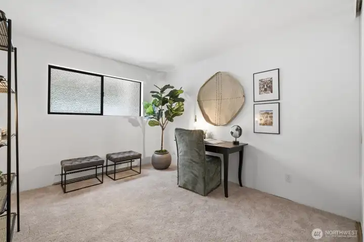 The second bedroom is right around the corner from the primary.