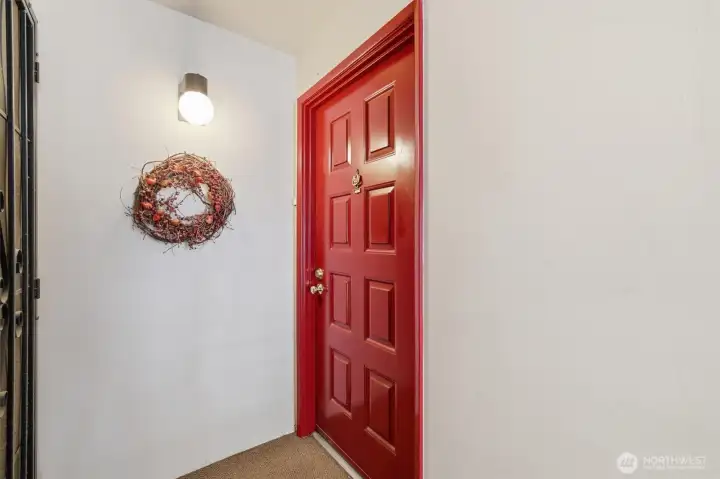 Cheerful front entry door.