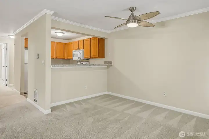 Dining room looking towards kitchen.