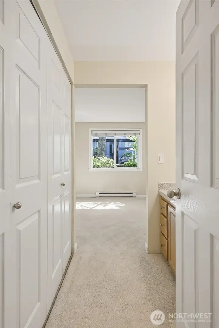Looking from bathroom towards bedroom.