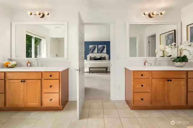 Dual Vanities in Primary Suite Bathroom