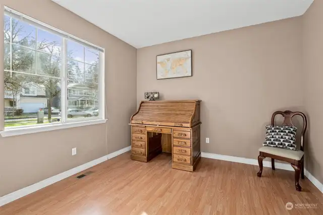 Downstairs bedroom has closet and access to full bathroom