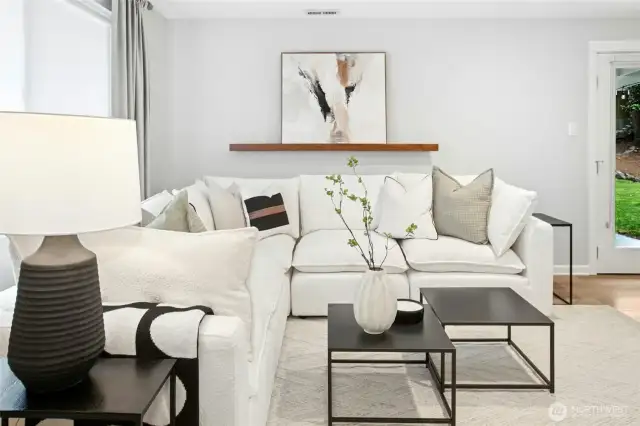 A second sitting area that opens out to the covered patio.