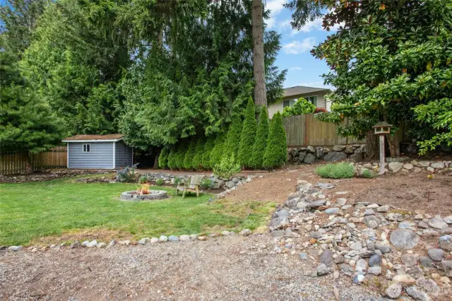 No homes looking right at you from the backyard, so private. Cute shed too.