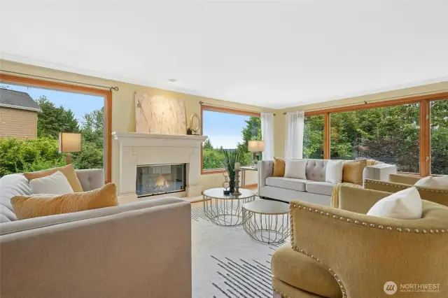 Striking fireplace centerpiece in a stylish living area