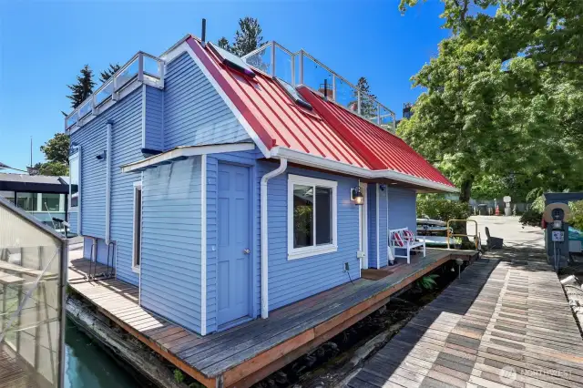 The little blue door there is extra outside storage.