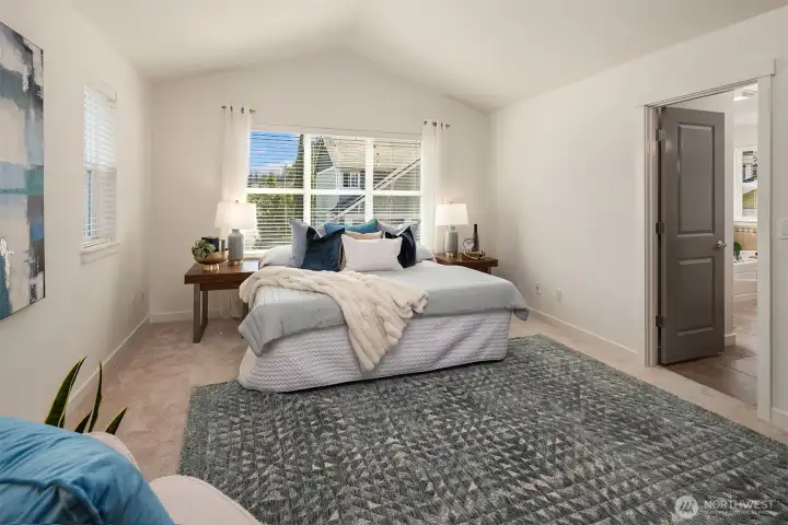 This angle shows the location of the attached 5-piece primary bath.