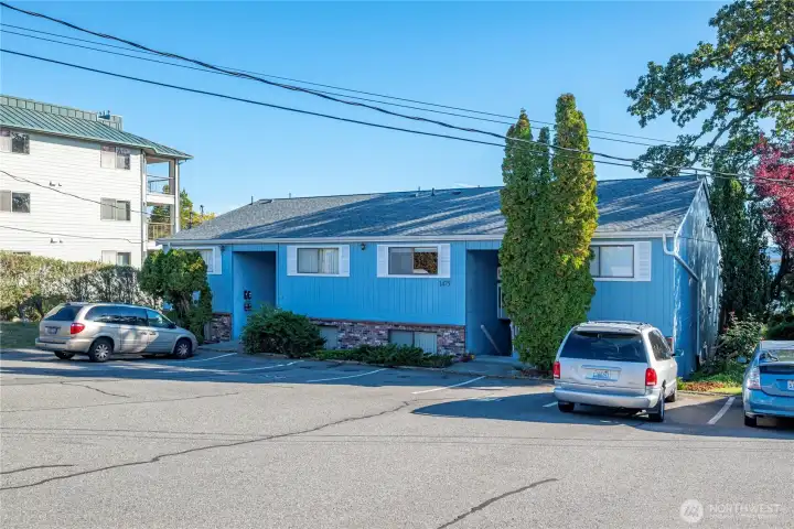 Assigned parking in front of the units.