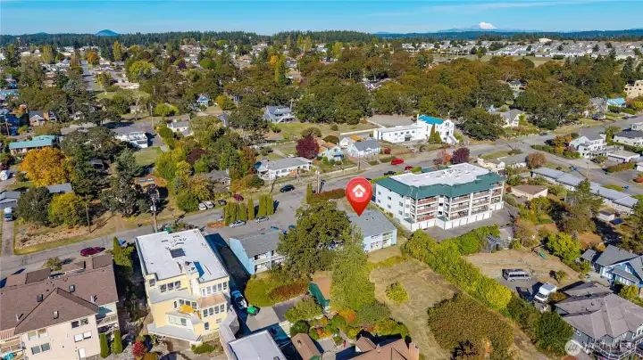 Aerial looking from the Southwest.