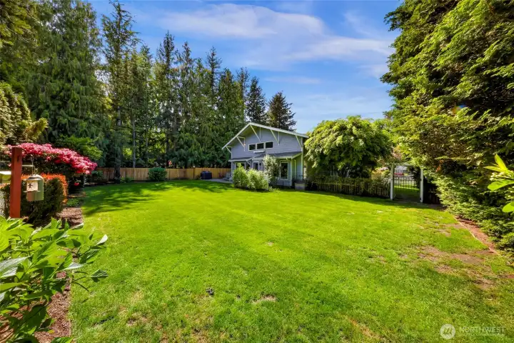 Large, fenced back yard