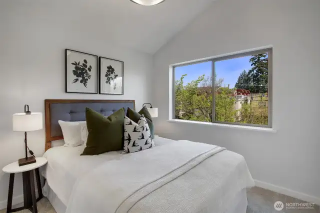 Wake to birds singing right outside your window and gorgeous easterly light.