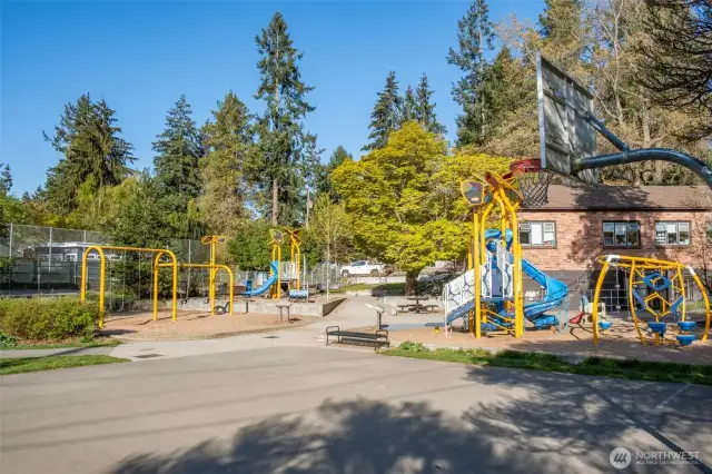 The most charming Victory Heights Park is  just a short stroll from your door! The hub of  the community - wonderful for play for all  ages, picnics, fetch, or even volleyball and  softball.