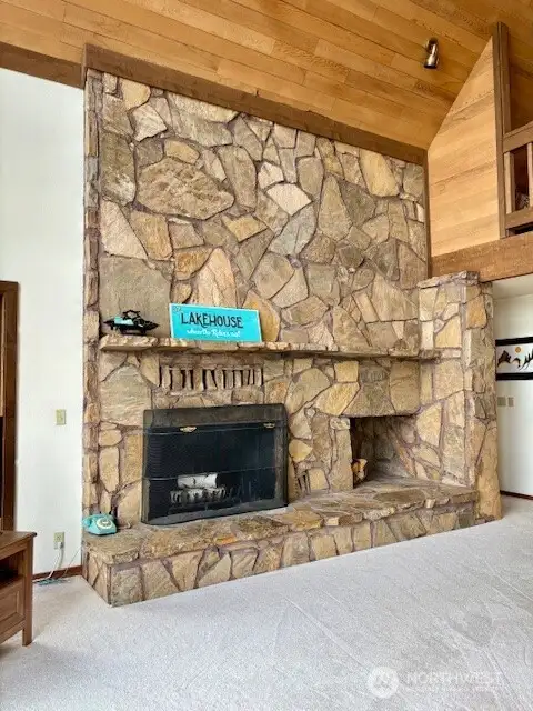Massive local rock fireplace