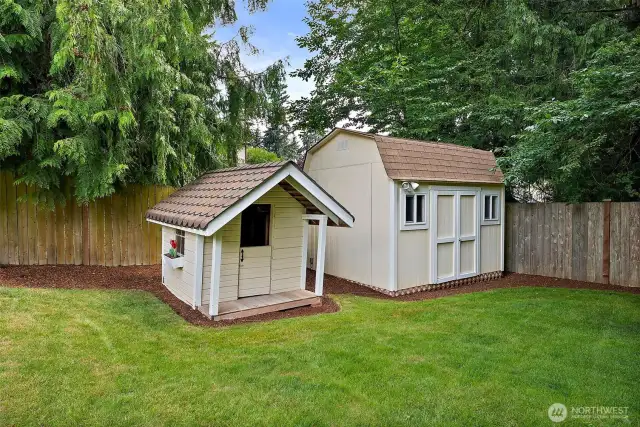 Even the playhouse, and both of the sheds have been meticulously cared for, and match the color and roofing of the main house. Power to this 10x12 shed increases usability.