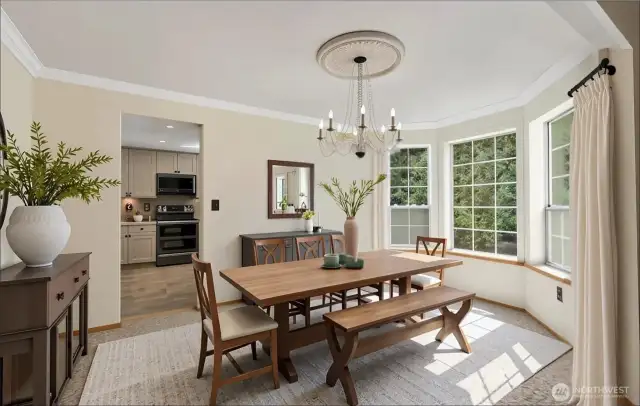 Virtually Staged. Formal Dining Room.