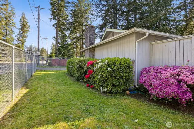 Front of home with mature landscaping