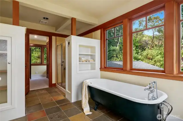 Soak in this beautiful claw foot tub while taking in the views.