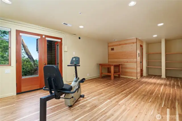 Fully finished lower level. Included hand build custom sauna, loads of storage and private entrance.