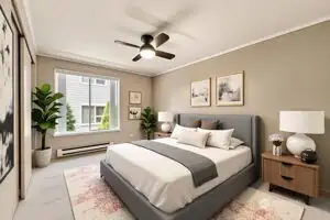 Virtually staged bedroom