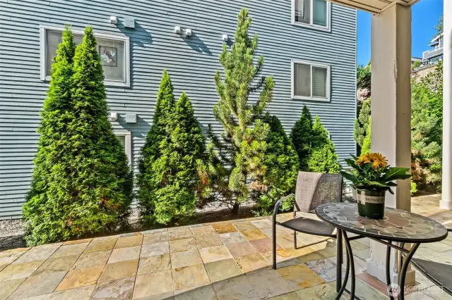 Sip your morning coffee on the Lovely patio area with privacy