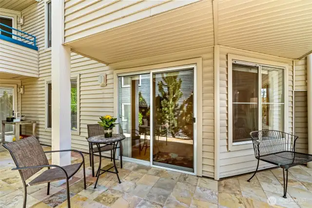 Private patio off the living room