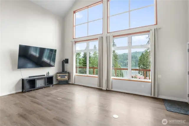 Living room with view of Lake.