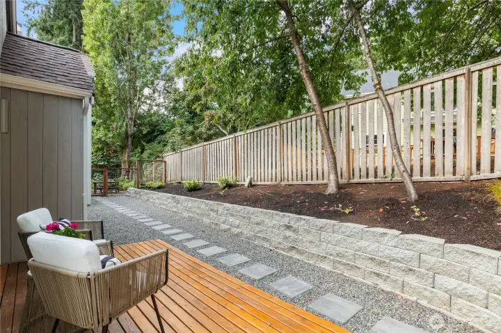 Open the door of the dining area and you are right outside in your private back yard. The yard is partially fenced. Pets are allowed in the HOA.
